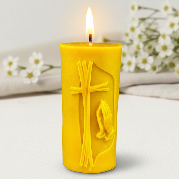 Świeca z wosku pszczelego woskowa z krzyżem