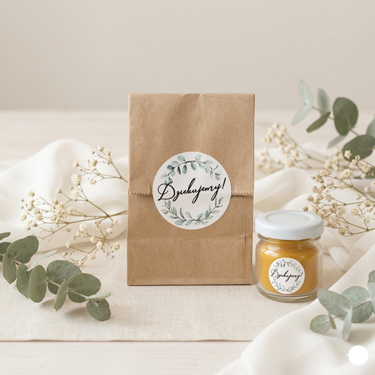 Mini świeczka z wosku pszczelego na prezent z etykietą | Apimel