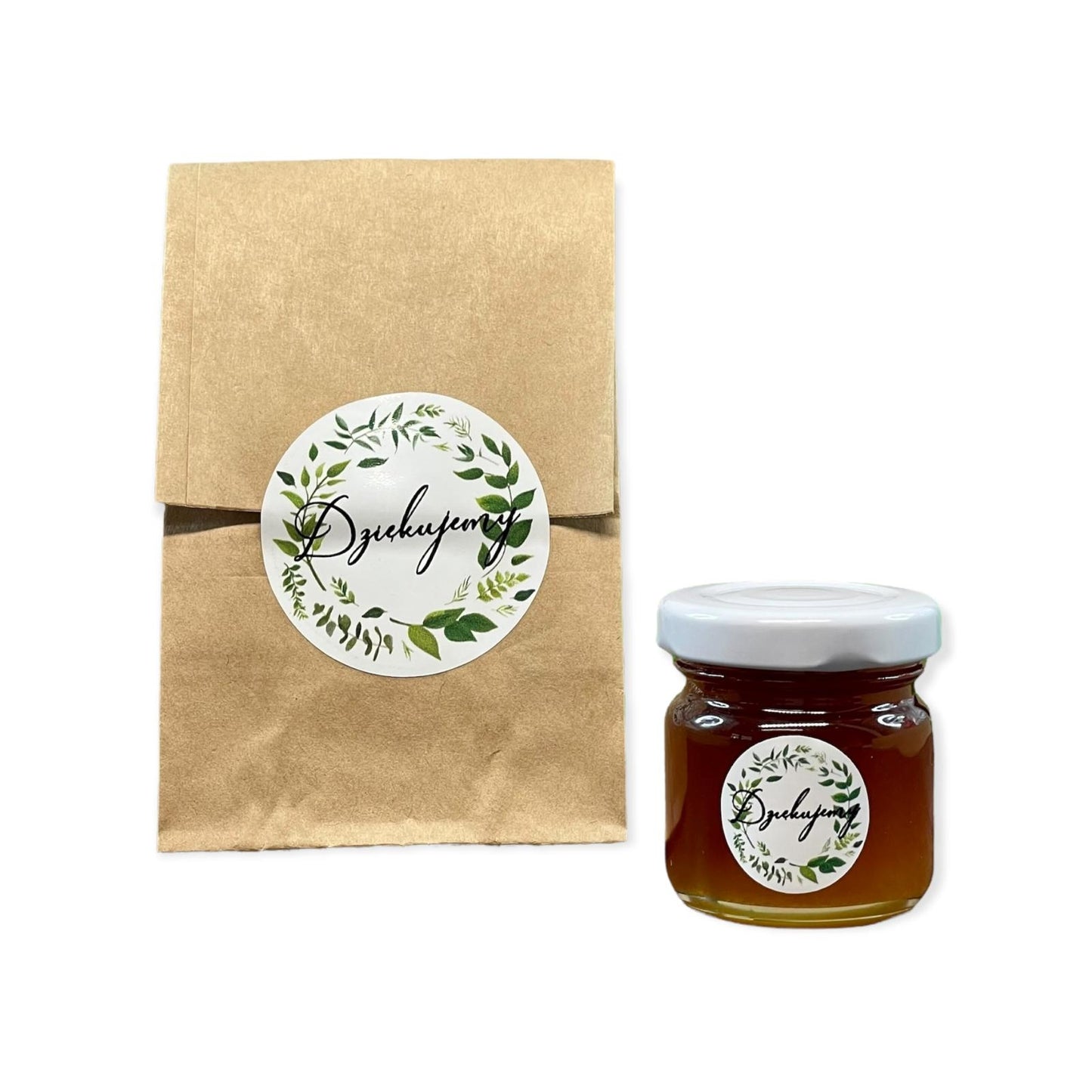 Mini miodek w kraft torebce z naklejką