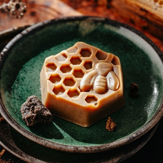 Mydło propolisowe naturalne z woskiem pszczelim w kształcie plastra miodu z motywem pszczoły ręcznie robione mydło do pielęgnacji skóry