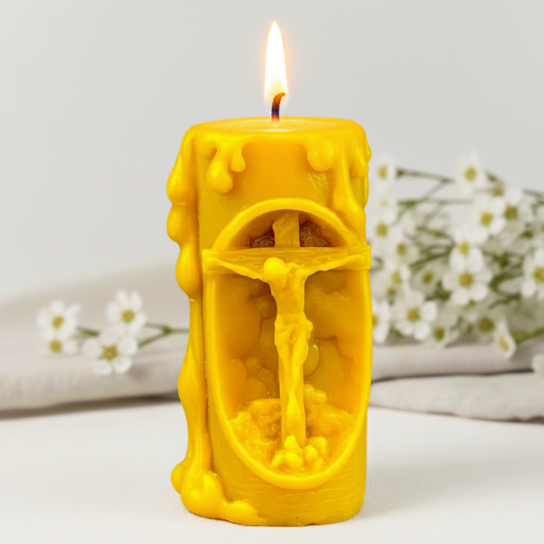 Świeca z wosku pszczelego duża - Jezus
