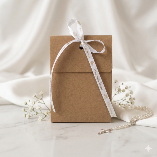 Podziękowania dla Gości – Mini Świeczka z wosku pszczelego Komunia złota