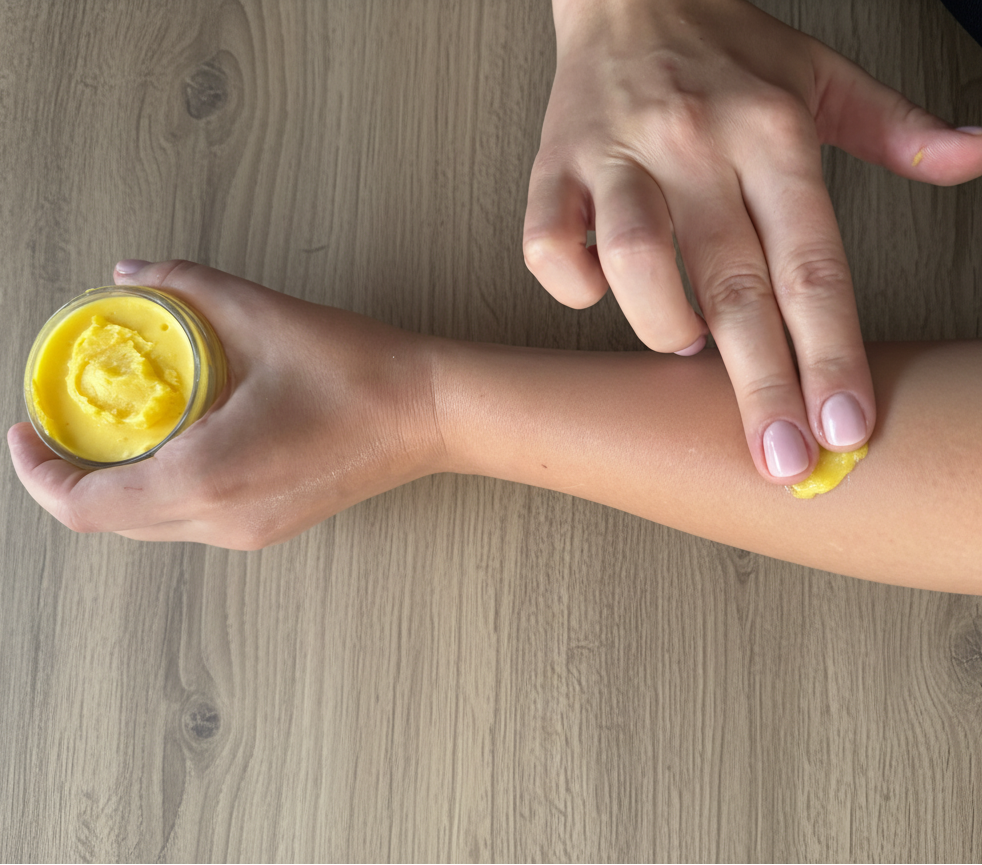 Masło do ciała z woskiem pszczelim aplikacja na suchą skórę naturalna regeneracja i intensywne nawilżenie