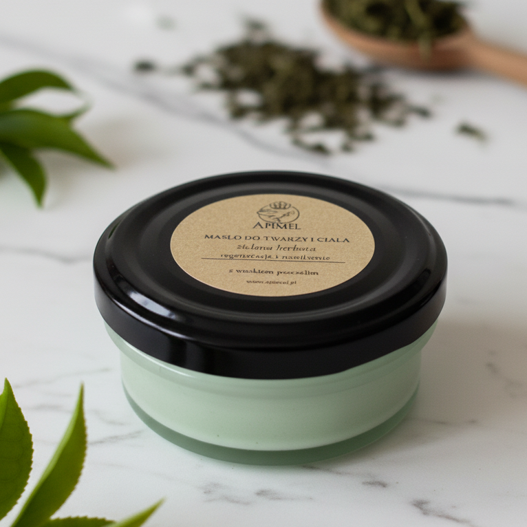 Masło do twarzy i ciała z woskiem pszczelim naturalna regeneracja suchej skóry produkt Apimel w słoiku
