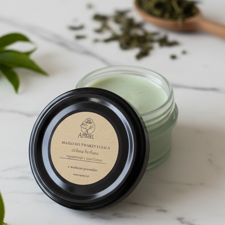 Masło do twarzy i ciała zielona herbata z woskiem pszczelim naturalne nawilżenie i regeneracja skóry