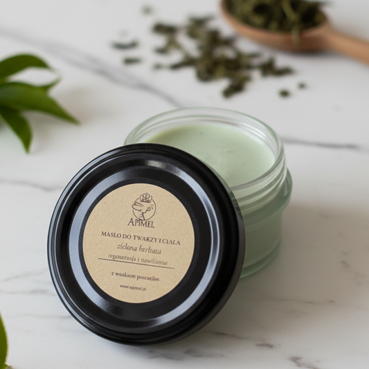 Masło do twarzy i ciała zielona herbata z woskiem pszczelim naturalne nawilżenie i regeneracja skóry