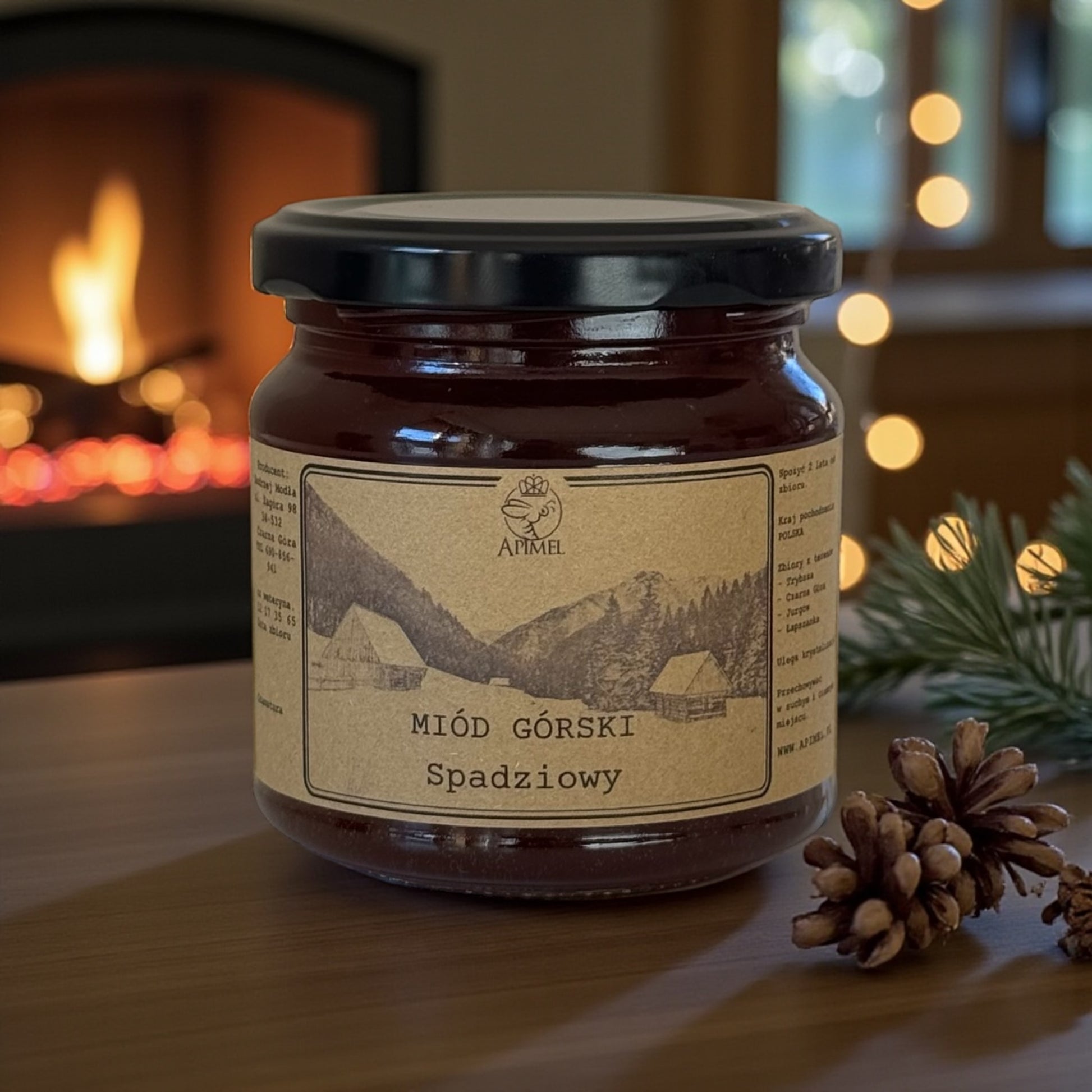 Miód górski spadziowy naturalny miód z Podhala w słoiku produkt pszczelarski wysokiej jakości