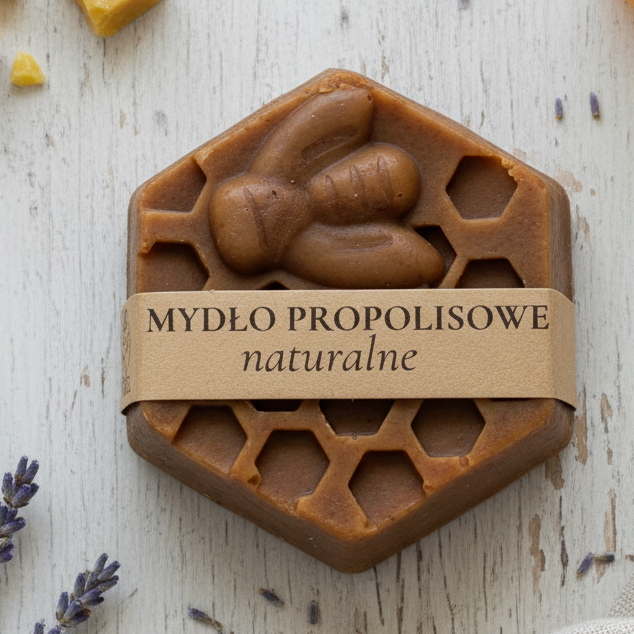 Mydło propolisowe naturalne z woskiem pszczelim ręcznie robione mydło do skóry problematycznej i trądzikowej