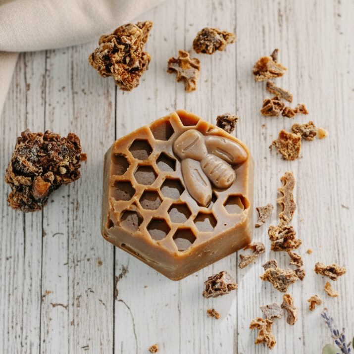 Mydło propolisowe z woskiem pszczelim w kształcie plastra miodu z motywem pszczoły naturalne mydło do skóry problematycznej