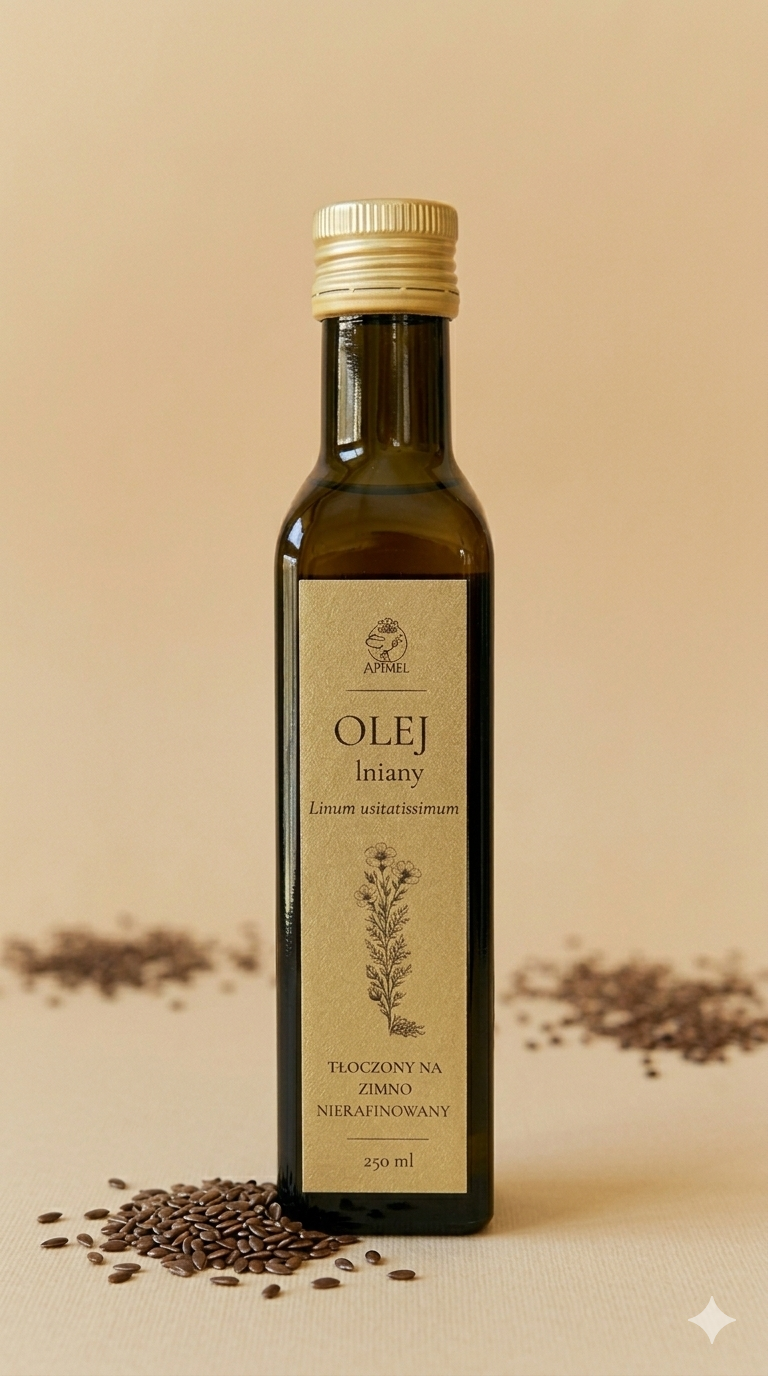 Olej lniany tłoczony na zimno nierafinowany 250 ml — Apimel