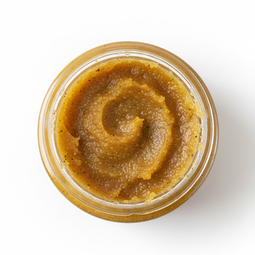 Peeling cukrowy do ciała z propolisem i woskiem pszczelim naturalne złuszczanie martwego naskórka widok z góry