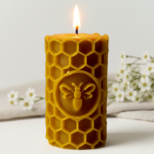 Świeca z wosku pszczelego heksagon plaster miodu naturalna dekoracyjna
