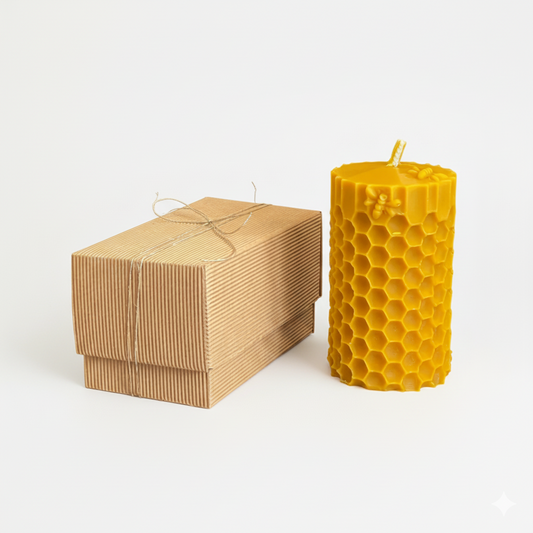 Świeca z wosku pszczelego plaster miodu z pszczołą naturalny prezent