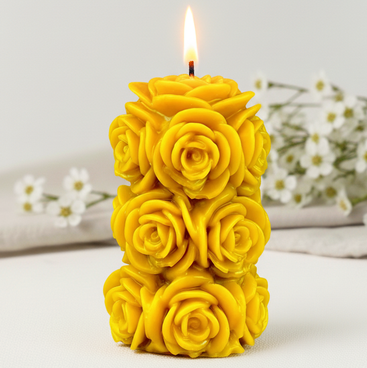 Świeca z wosku pszczelego róża dekoracyjna kwiat naturalna świeca