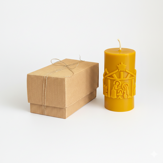 Świeca z wosku pszczelego szopka bożonarodzeniowa dekoracja świąteczna