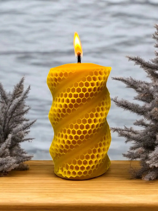 Świeca z wosku pszczele miodowa spiralny plaster miodu Duża Apimel