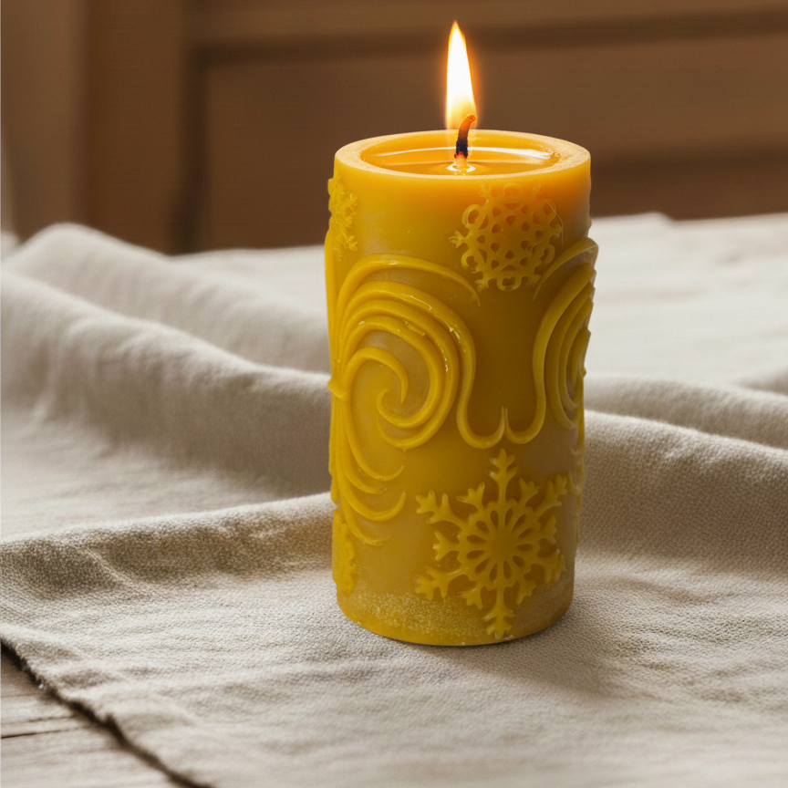 swieca-walcowa-z-wosku-pszczelego-sniezynki